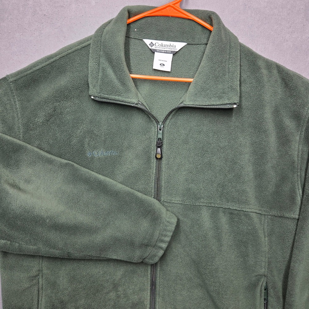 Columbia Mens XL Fleece Jacket Full Zip Olive Green Steens Mountain XM6184